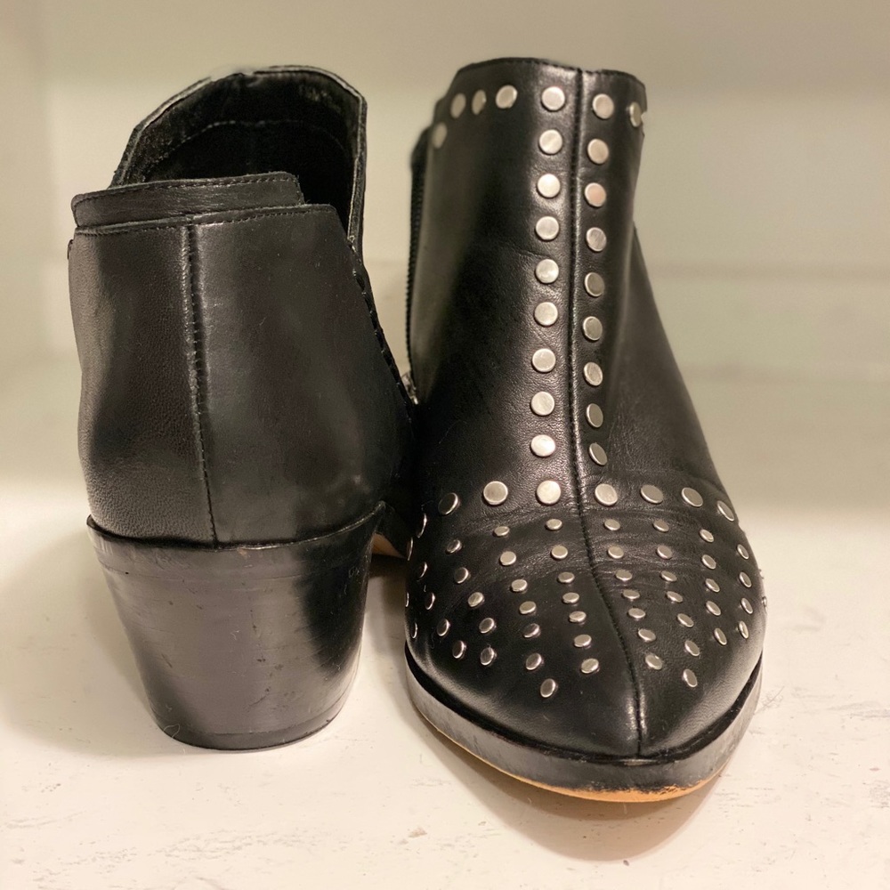 Black studded leather booties